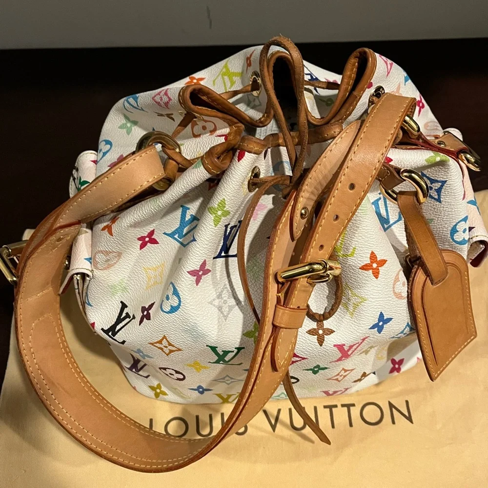 Louis Vuitton Multicolor Petite Noe White Murakami Shoulder Bag Tote - Picture 11 of 11